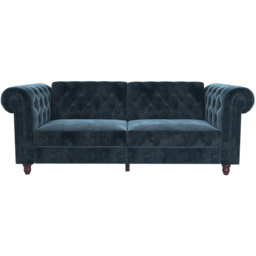Dorel Felix Chesterfield 3 Seater Blue Velvet Sofa Bed - thumbnail 3