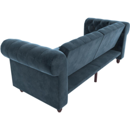 Dorel Felix Chesterfield 3 Seater Blue Velvet Sofa Bed - thumbnail 4