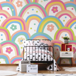 Origin Murals Rainbow Wobble Grey Wall Mural