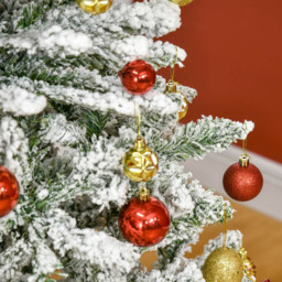 StarBright Green Snow Flocked Artificial Christmas Tree with Steel Base 5ft - thumbnail 3