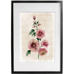 Laura Ashley Hollyhocks Flower Black Frame Wall Art 50 x 70cm