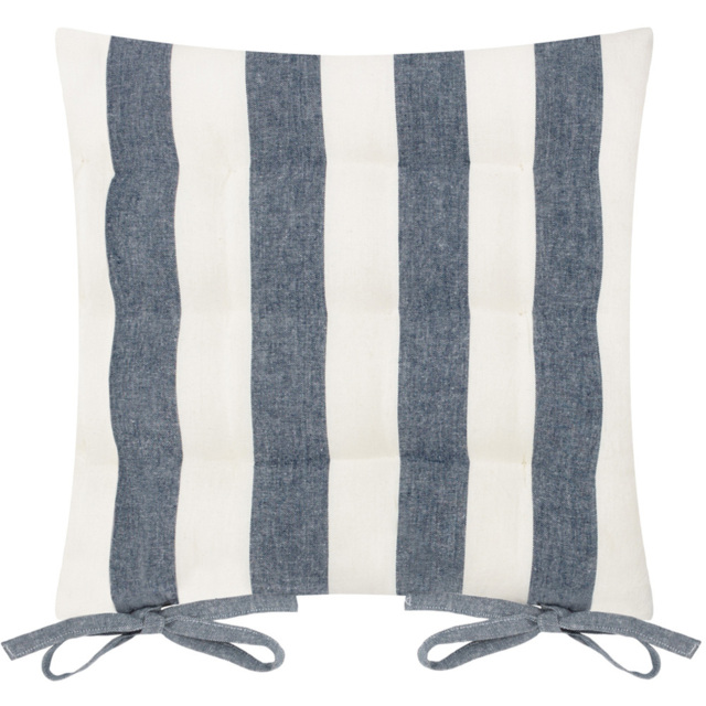 Yard Hayle Striped Navy Cotton Seat Pad 40 x 40cm 2 Pack