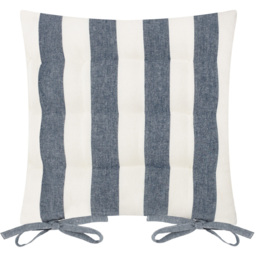 Yard Hayle Striped Navy Cotton Seat Pad 40 x 40cm 2 Pack - thumbnail 1