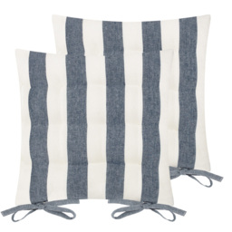 Yard Hayle Striped Navy Cotton Seat Pad 40 x 40cm 2 Pack - thumbnail 3