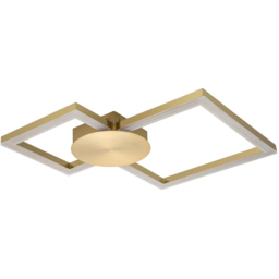Cosylyte Miles Brushed Brass 2 Square LED Flush Ceiling Light
