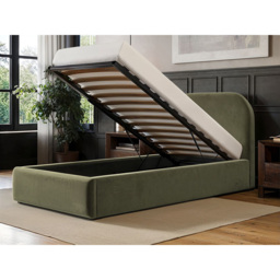 Flair Alba Khaki Velvet Single Ottoman Bed - thumbnail 4