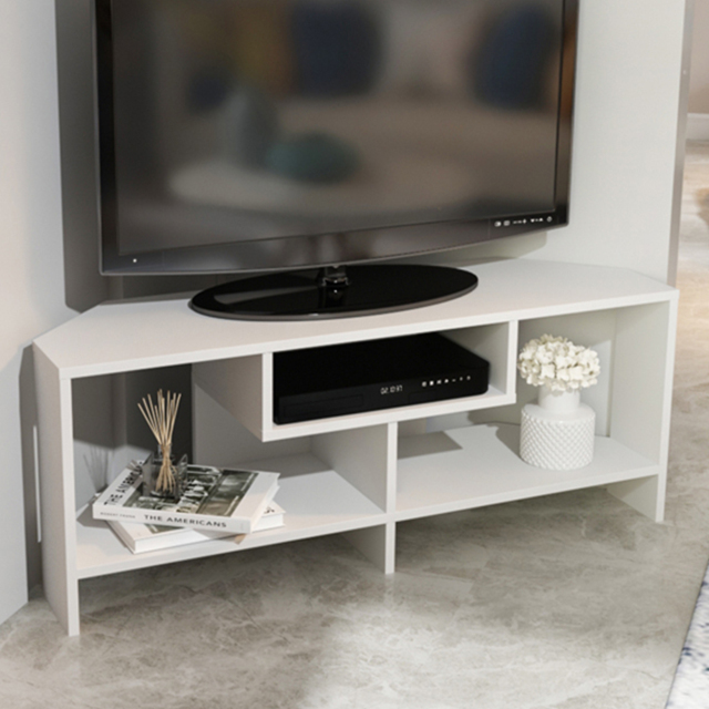 Decorotika Maldives White 3 Shelf Corner TV Unit - image 1