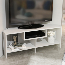 Decorotika Maldives White 3 Shelf Corner TV Unit