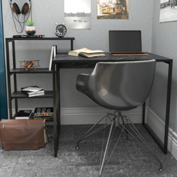 Decorotika Rino 4 Shelf Black Marble Effect Writing Desk
