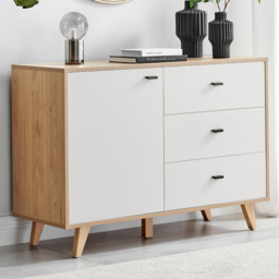 Furniturebox Billet Single Door 3 Door Off White Wooden Sideboard - thumbnail 1