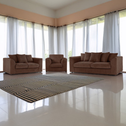 Luxor 6 Seater Chocolate Jumbo Cord Sofa Set with Scatter Back