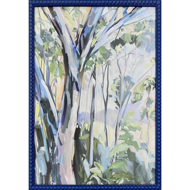 Blue Abstract Woodland Framed Art 70 x 50cm - image 1