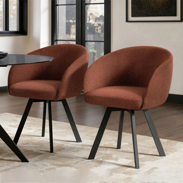 SOLACE+CO Vito Brown Boucle Curved Dining Chair Set of 2 - image 1