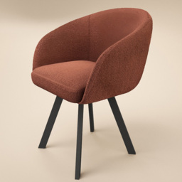 SOLACE+CO Vito Brown Boucle Curved Dining Chair Set of 2 - thumbnail 2