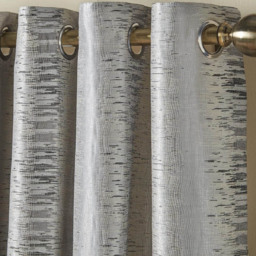 Alan Symonds Flections Jacquard Shimmering Lined Ring Top Eyelet Curtains Silver 167 x 228cm - thumbnail 2