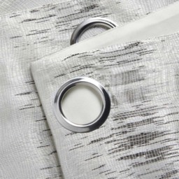 Alan Symonds Flections Jacquard Shimmering Lined Ring Top Eyelet Curtains Silver 167 x 228cm - thumbnail 3