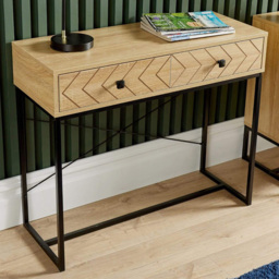 Home Source 2 Drawer Oak Aztec Console Table