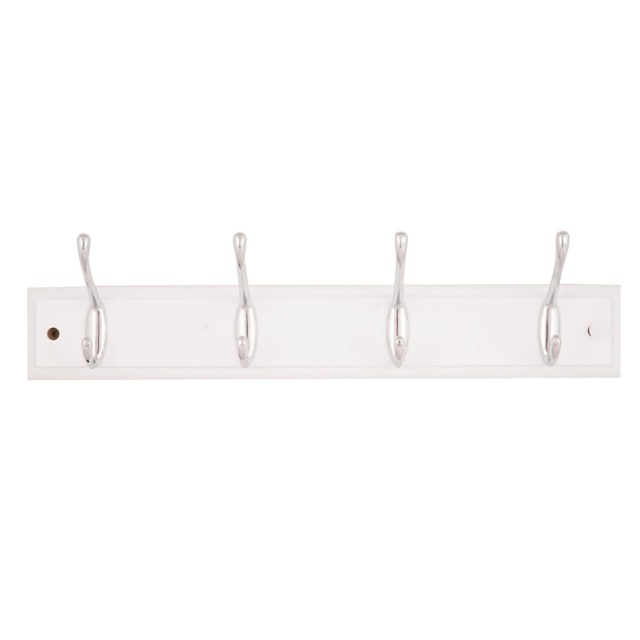 White and Chrome 4 Hook Coat Rail - image 1
