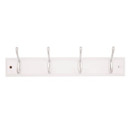 White and Chrome 4 Hook Coat Rail - thumbnail 1