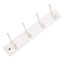 White and Chrome 4 Hook Coat Rail - thumbnail 2
