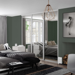Spacepro Shaker Single Panel Dove Grey Frame Mirror Sliding Door 2220 x 610mm - thumbnail 2