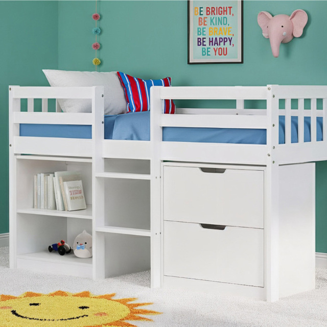Noa and Nani Jens Shorty White Low Mid Sleeper Cabin Bed with Storage - image 1