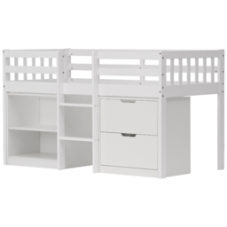 Noa and Nani Jens Shorty White Low Mid Sleeper Cabin Bed with Storage - thumbnail 3
