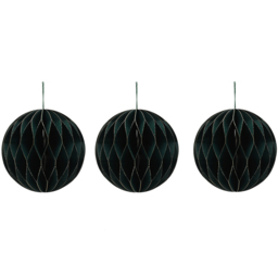 The Seasonal Gift Co Dark Green Paper Bauble with Gold Edge 3 Pack
