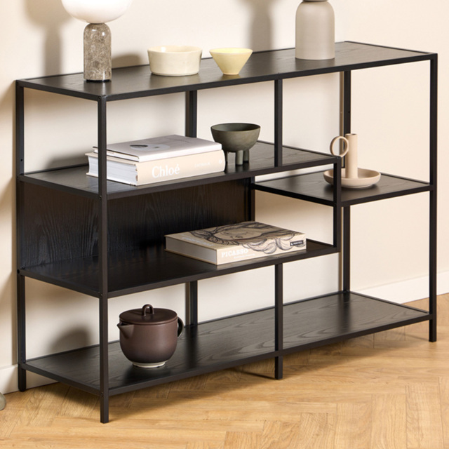 Florence Seaford Ash Black 4 Tier Metal Bookcase - image 1