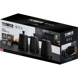 Tower Sera 3 Piece Black Kitchen Canister Set - thumbnail 2