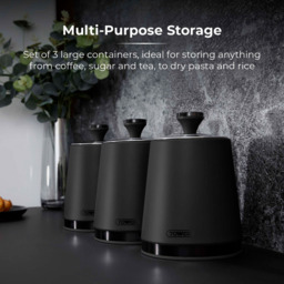 Tower Sera 3 Piece Black Kitchen Canister Set - thumbnail 3
