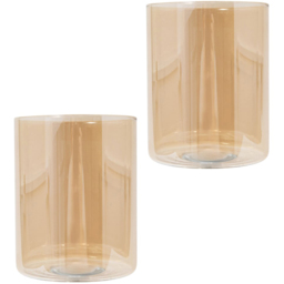 Happy Homewares Amber Tinted Glass Rectangular Shape Shade 2 Pack