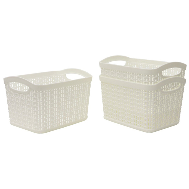 JVL Loop 1.5L White Storage Baskets 3 Pack - image 1
