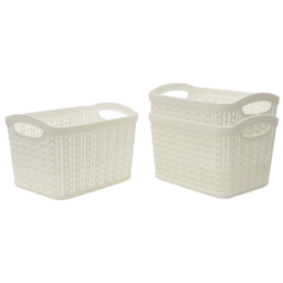 JVL Loop 1.5L White Storage Baskets 3 Pack - thumbnail 1