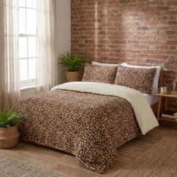 Super King Size Leopard Print Faux Fur Duvet Set - thumbnail 4