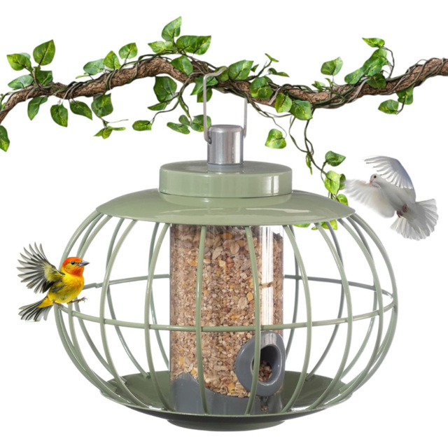 Happy Beaks The Nuttery Squirrel Proof Celadon Green Lantern Seed Feeder - image 1