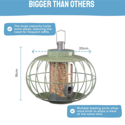 Happy Beaks The Nuttery Squirrel Proof Celadon Green Lantern Seed Feeder - thumbnail 4