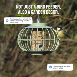Happy Beaks The Nuttery Squirrel Proof Celadon Green Lantern Seed Feeder - thumbnail 2