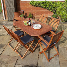Rowlinson Plumley 6 Seater Dining Set With Grey Cushions - thumbnail 1