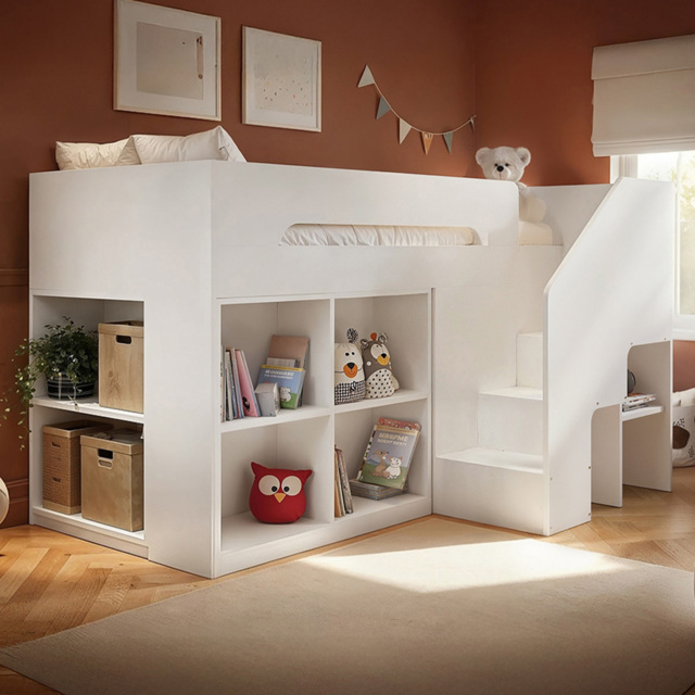 Flair Quinn White Staircase Mid Sleeper Storage Bed - image 1