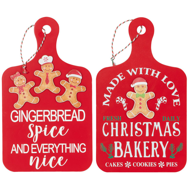 Single Candy Cane Lane Red Gingerbread Christmas Hanging Board in Assorted Style - image 1