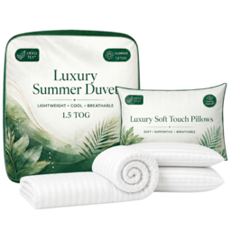 Opulent Home White Single Striped Summer Duvet Set 1.5 Tog