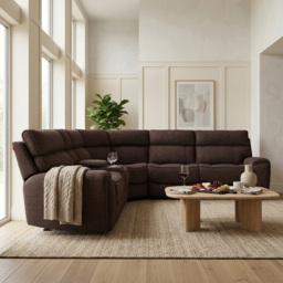 Cancun 5 Seater Brown Fabric Corner Sofa - thumbnail 3