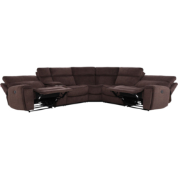 Cancun 5 Seater Brown Fabric Corner Sofa - thumbnail 4