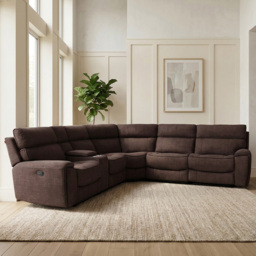 Cancun 5 Seater Brown Fabric Corner Sofa