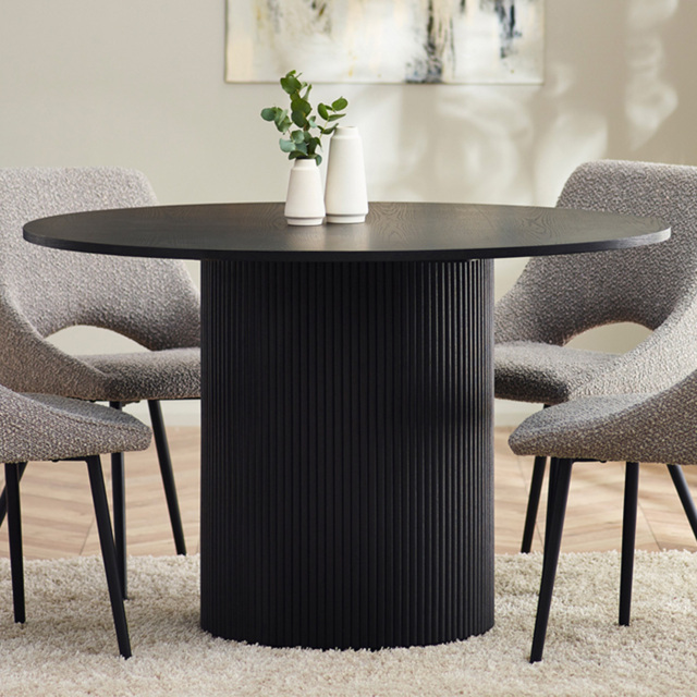 Julian Bowen Louis Black 4 Seater Fluted Round Dining Table - image 1