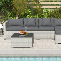 Outsunny Mixed Grey 5 Seater Rattan Corner Sofa Set - thumbnail 3