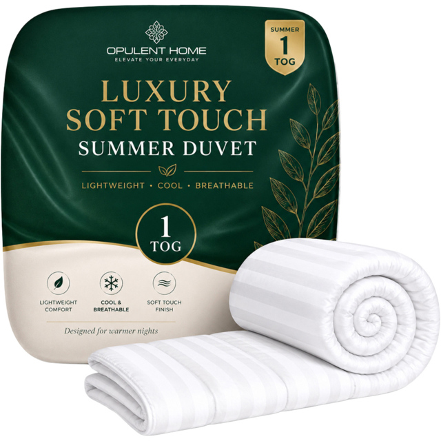 Opulent Home White Super King Size Anti-Allergy Summer Hollowfibre Duvet 1 Tog