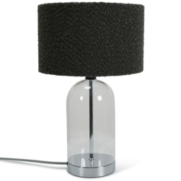 ValueLights Jessy Silver and Charcoal Boucle Shade Glass LED Table Lamp