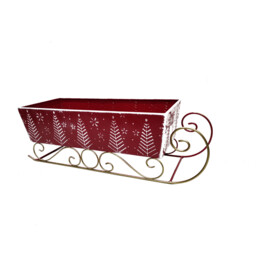 Single Santa's Chalet Red or White Rustic Sleigh Christmas Decoration in Assorted styles - thumbnail 2